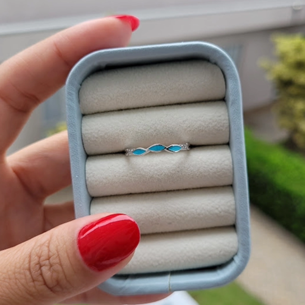 Anel Resina Azul Turquesa