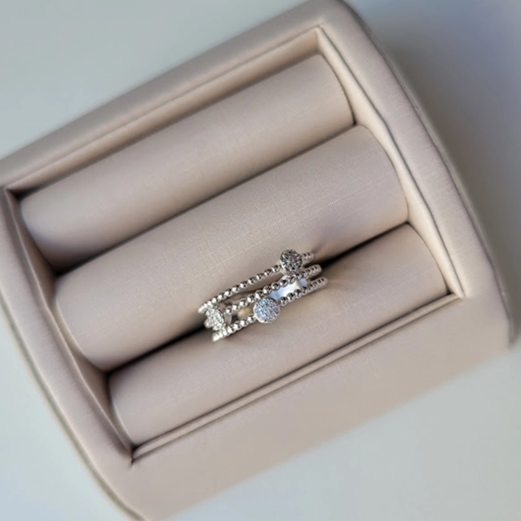 Anel 3 Fios Cristais