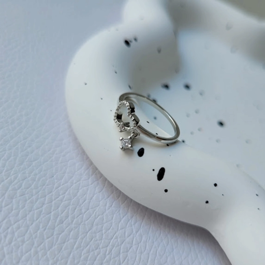 Anel Falange Coração Cristal