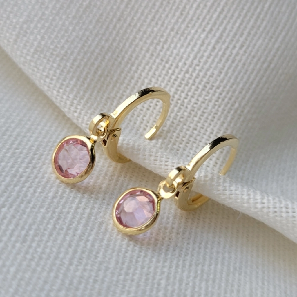 Argola Click Círculo Rosa