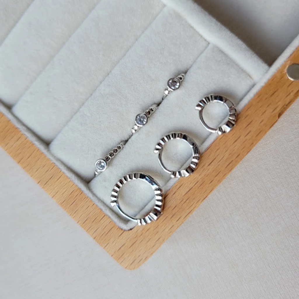 Trio de Argolas Ponto Luz Cristal