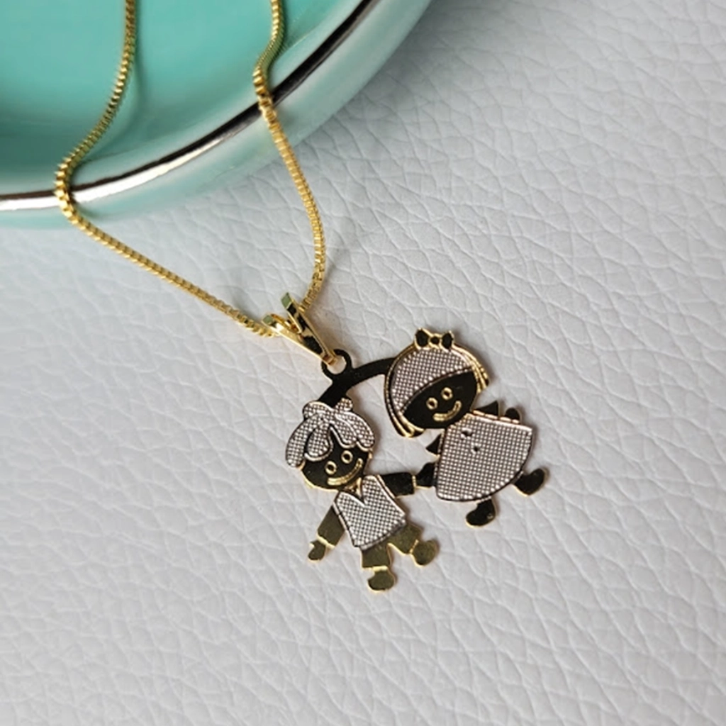 Colar Filhos (Casal) com Caneta de Ródio