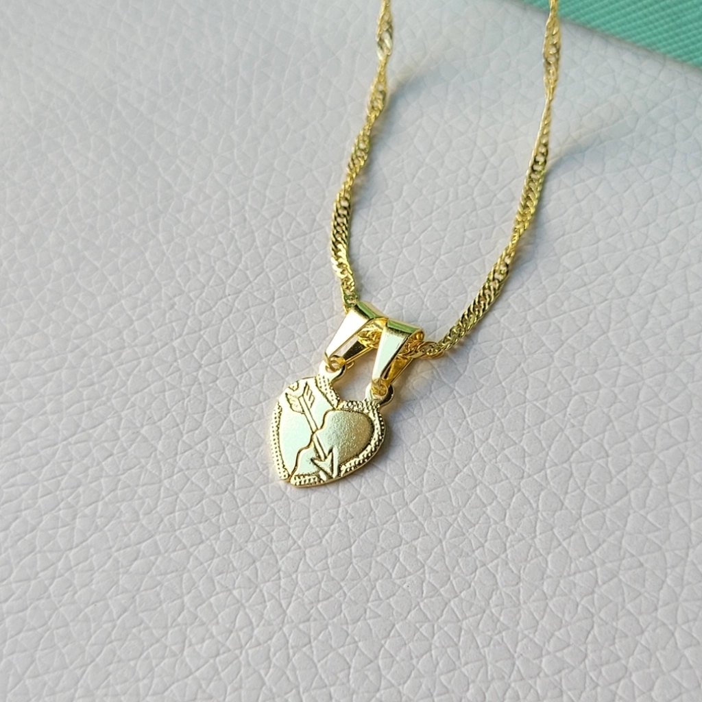 Colar Coração Partido e Flecha