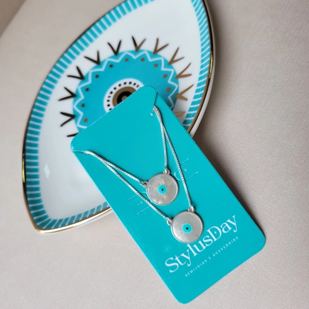 Escapulário Olho Grego Madrepérola