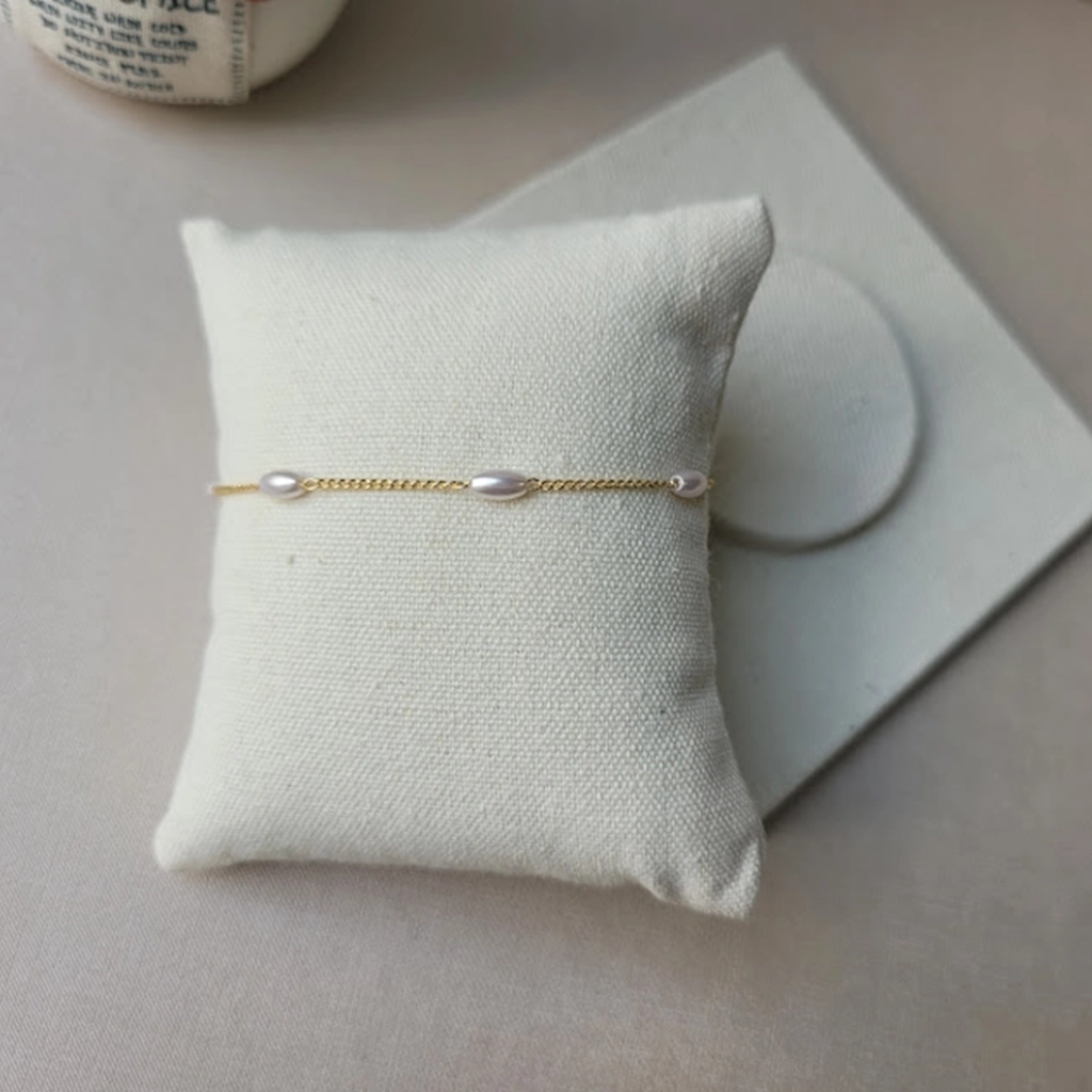 Pulseira Corrente Pérola Oval