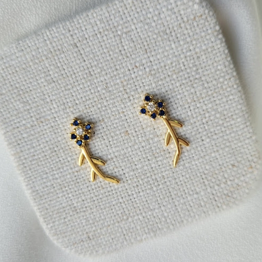 Brinco Ramo de Flor Azul