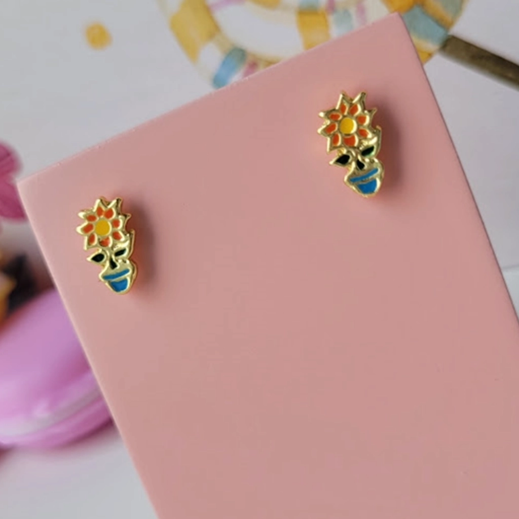 Brinco Infantil Flor Colorida