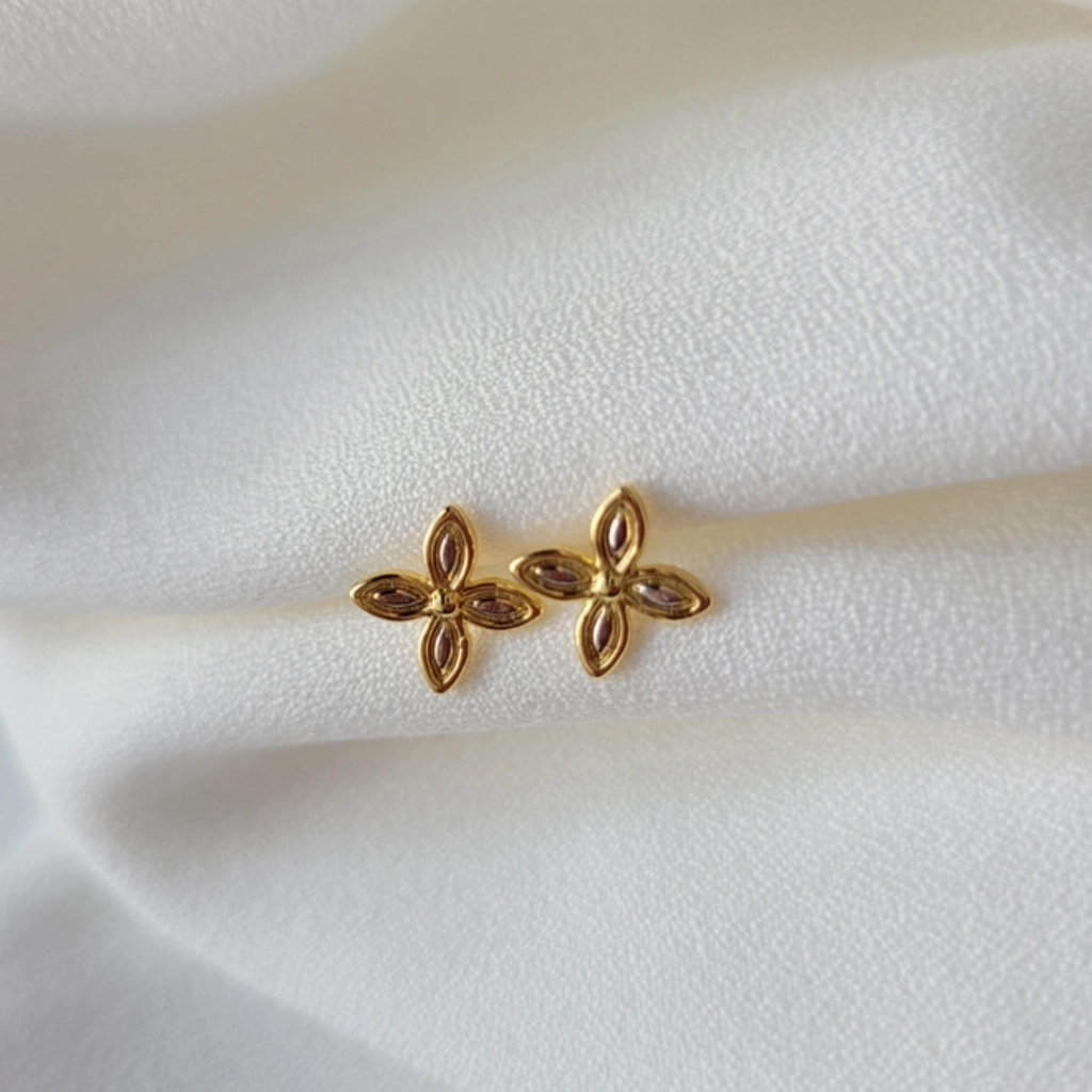 Brinco Flor com Caneta de Ródio