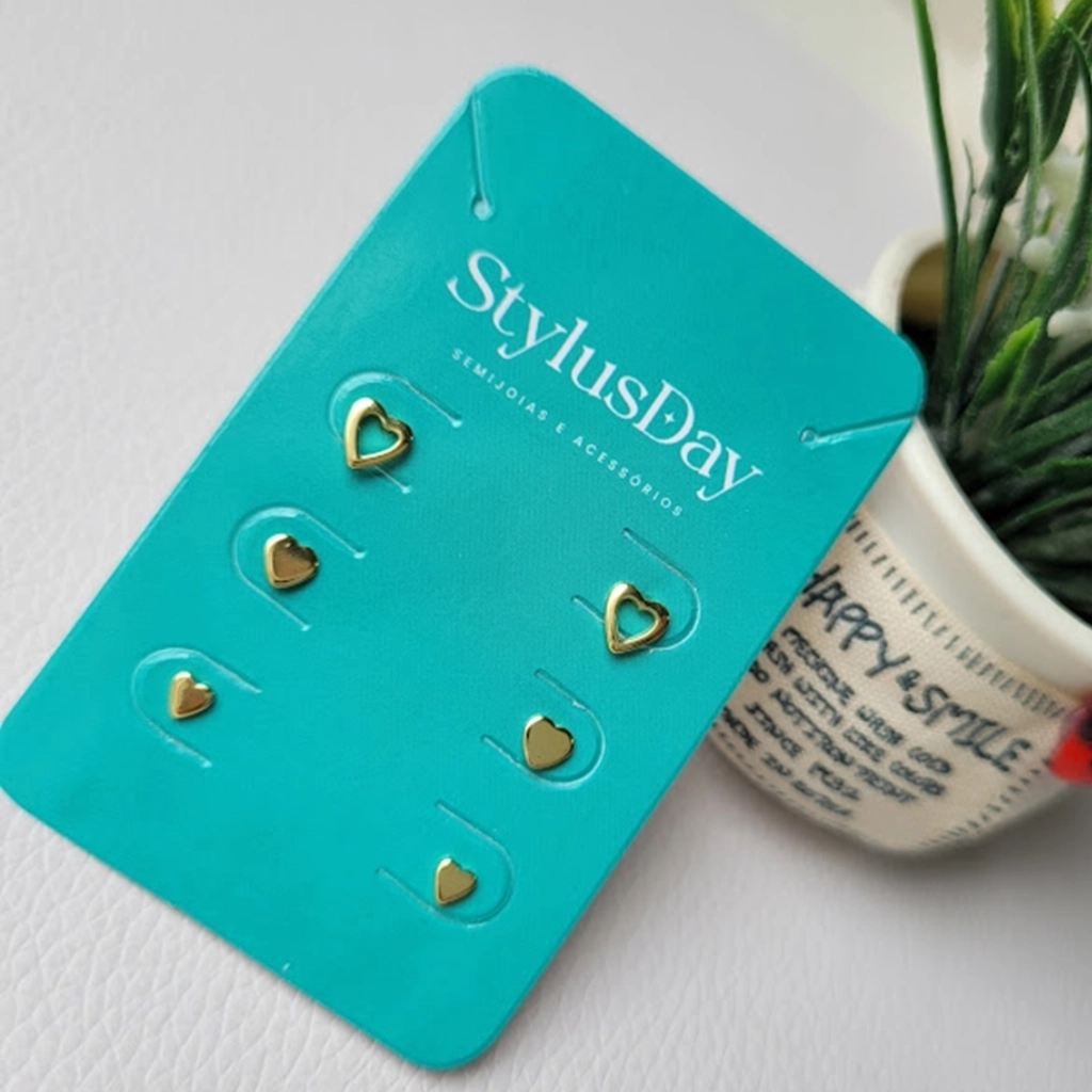 Trio de Brincos Corações