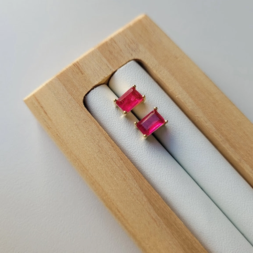 Brinco Fusion Quadradinho Fúcsia