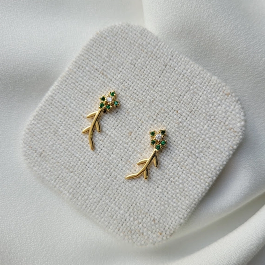 Brinco Ramo de Flor Verde