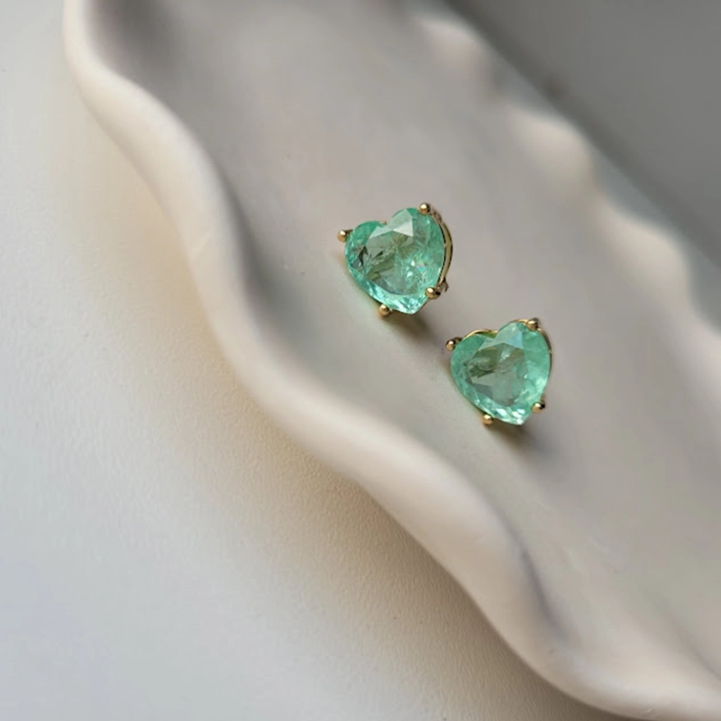 Brinco Fusion Coração Verde Claro